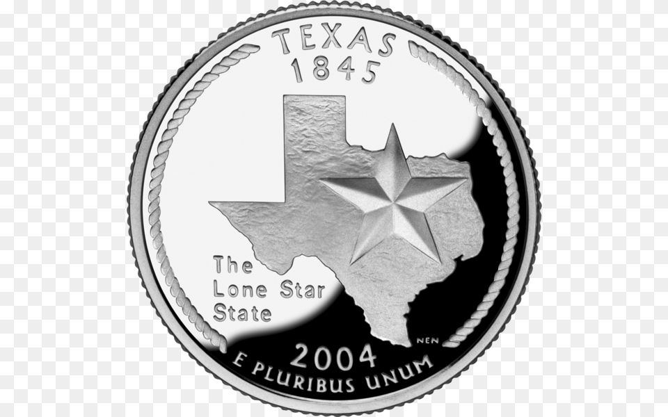 Texas State Quarter, Silver, Coin, Money Free Png