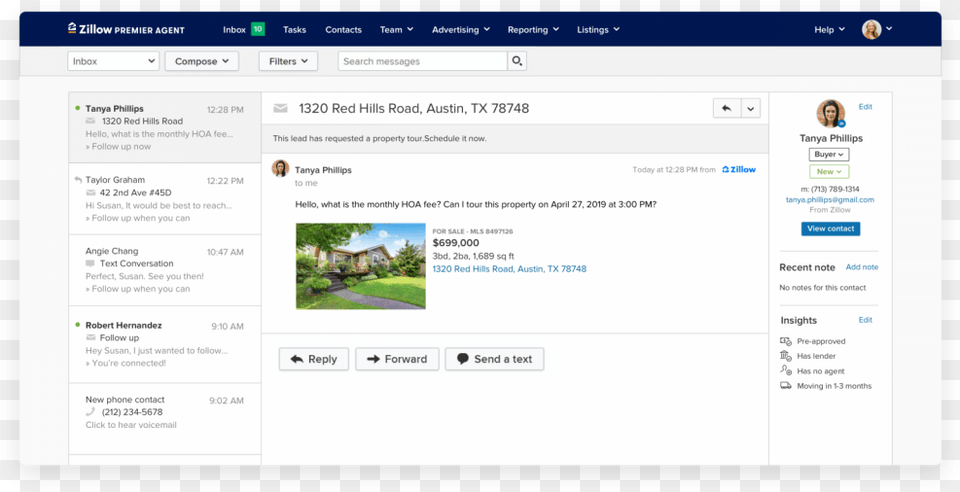 Text Messaging From The Zillow Premier Agent Inbox Operating System, File, Webpage, Person Png Image