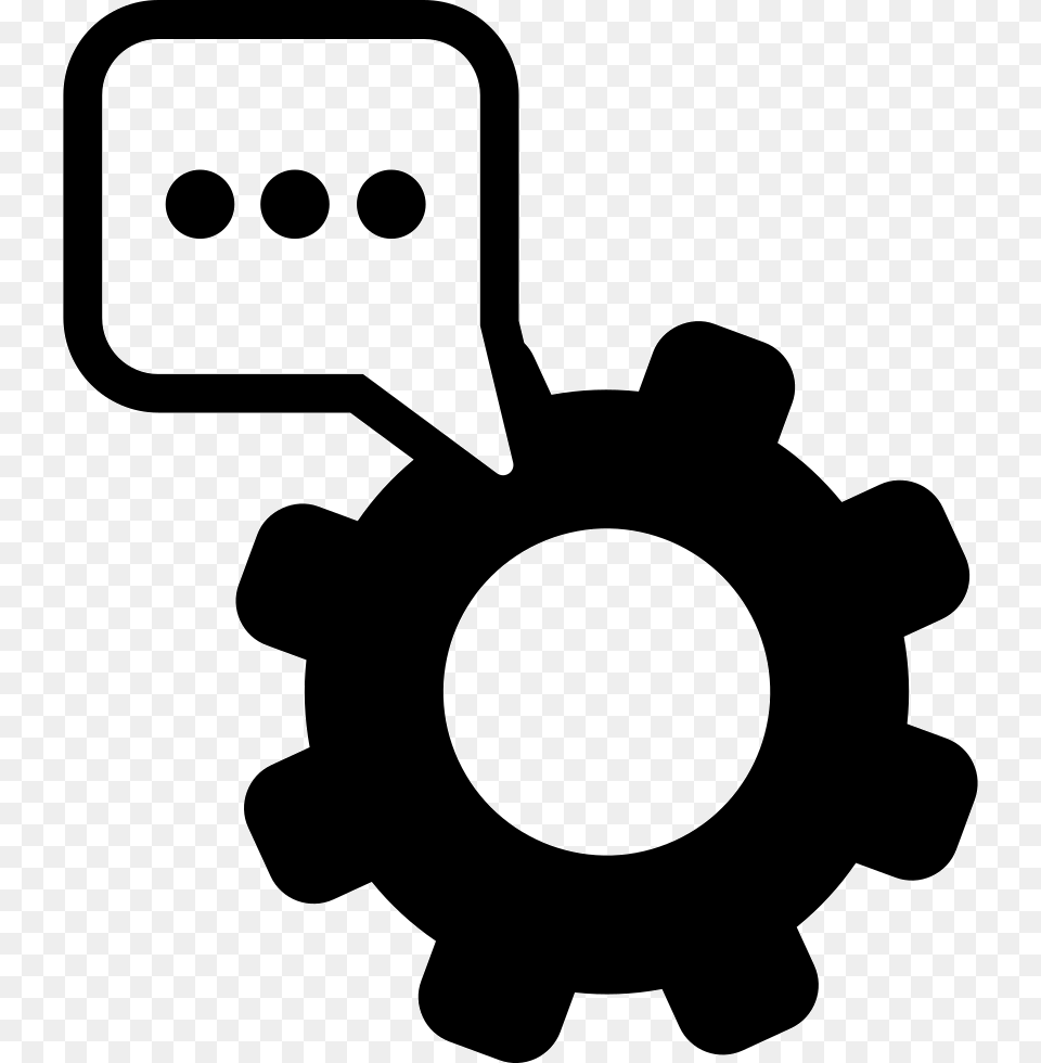 Text Settings Symbol Of A Cogwheel With A Speech Bubble Sms Setting Icon, Machine, Gear, Device, Grass Png Image
