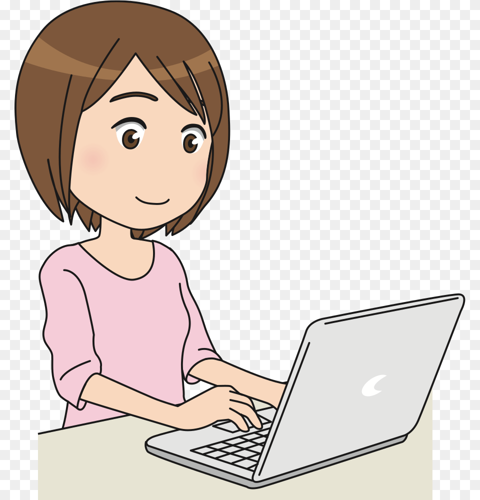 Textchildcommunication Girl On Computer Clipart, Electronics, Pc, Laptop, Publication Png