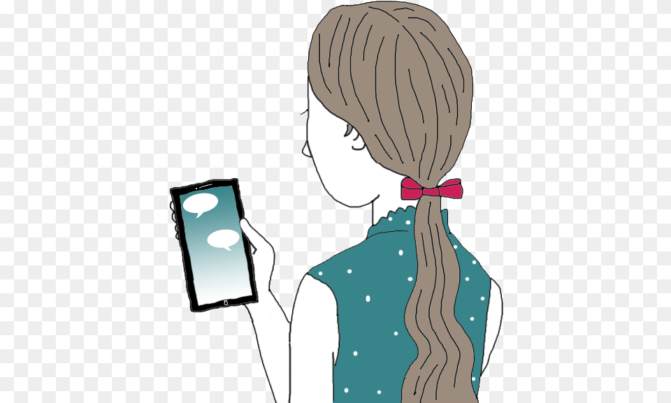 Texting Cartoon Girl On Texting, Accessories, Tie, Formal Wear, Person Free Png