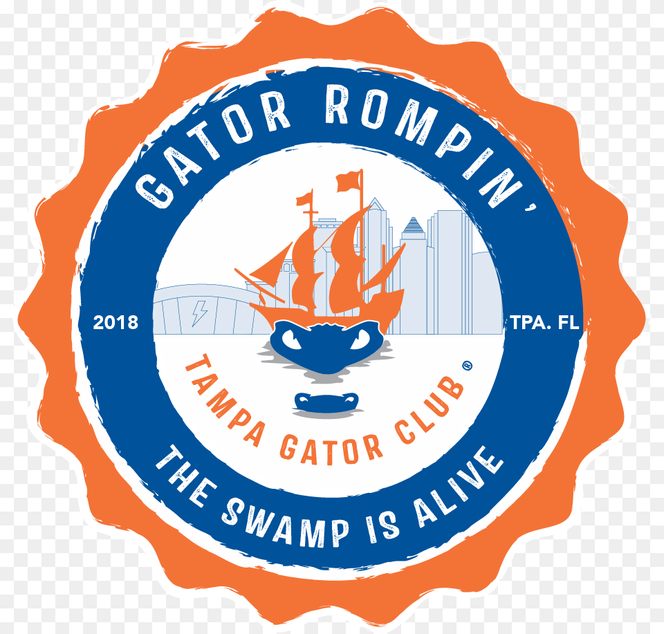 Tgc Gator Rompin Logo Orange Web University Of Florida Alumni Association, Badge, Symbol, Emblem, Architecture Free Png