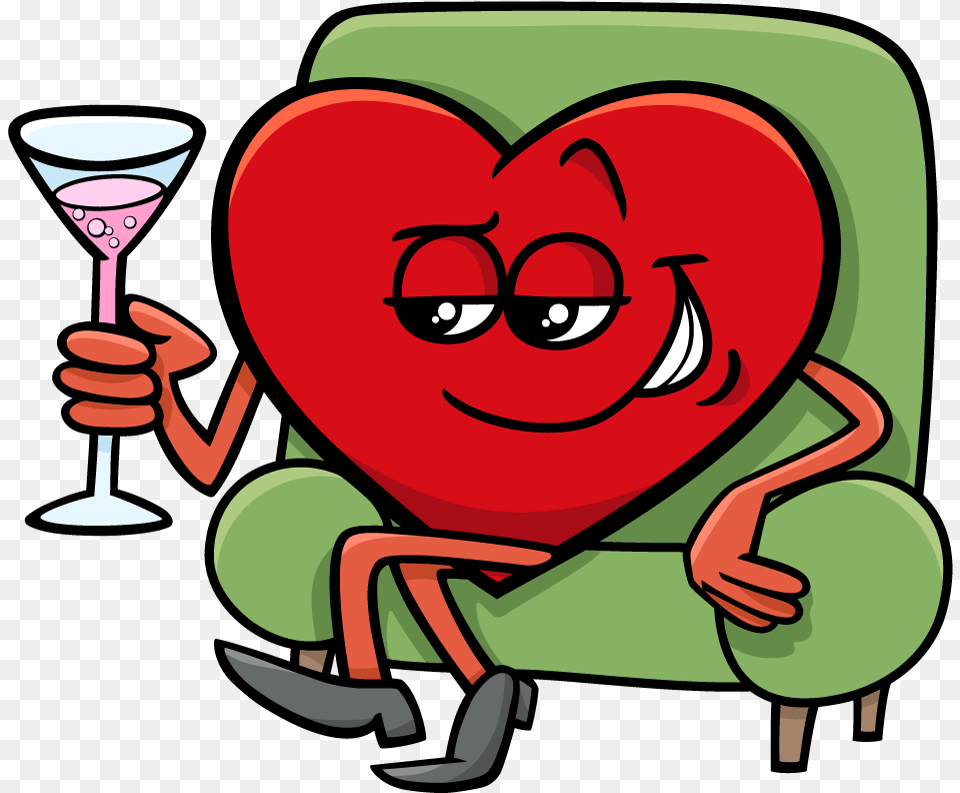 Tggroupsio Heart Heart Relaxing Cartoon, Glass, Alcohol, Wine, Liquor Free Png Download