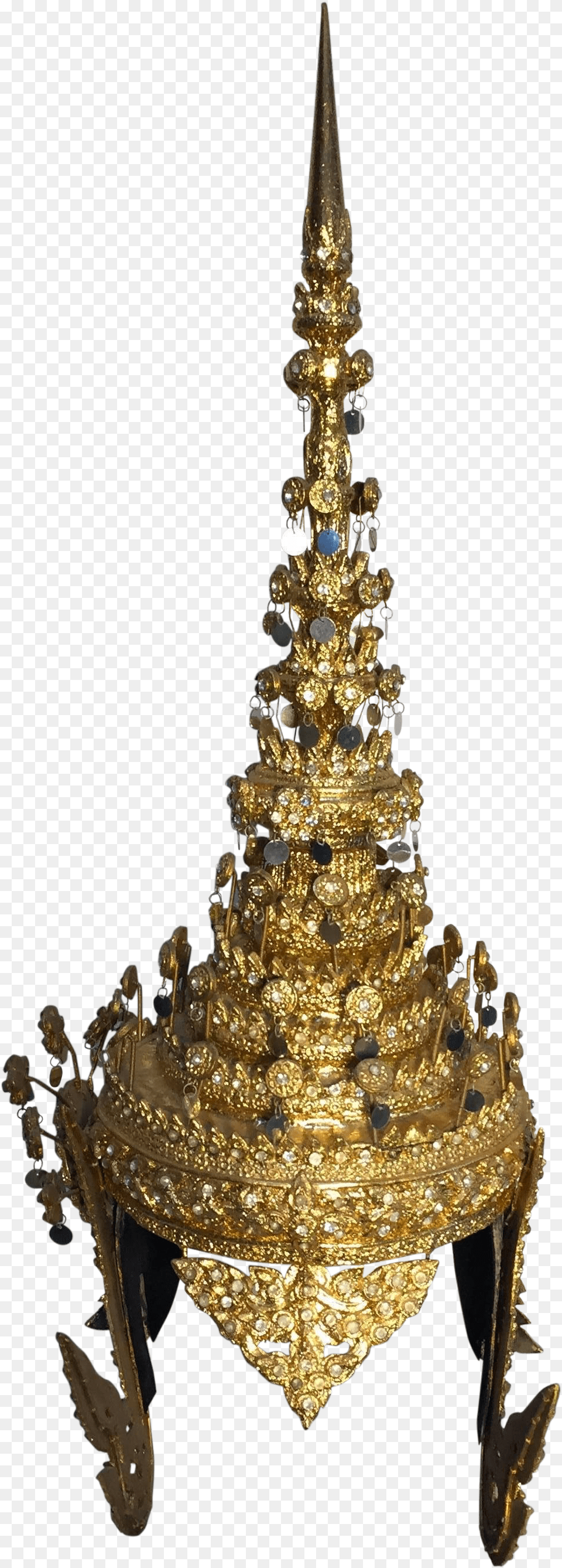 Thai Gilt Ceremonial Headdress Thai Headdress, Chandelier, Lamp, Christmas, Christmas Decorations Png Image