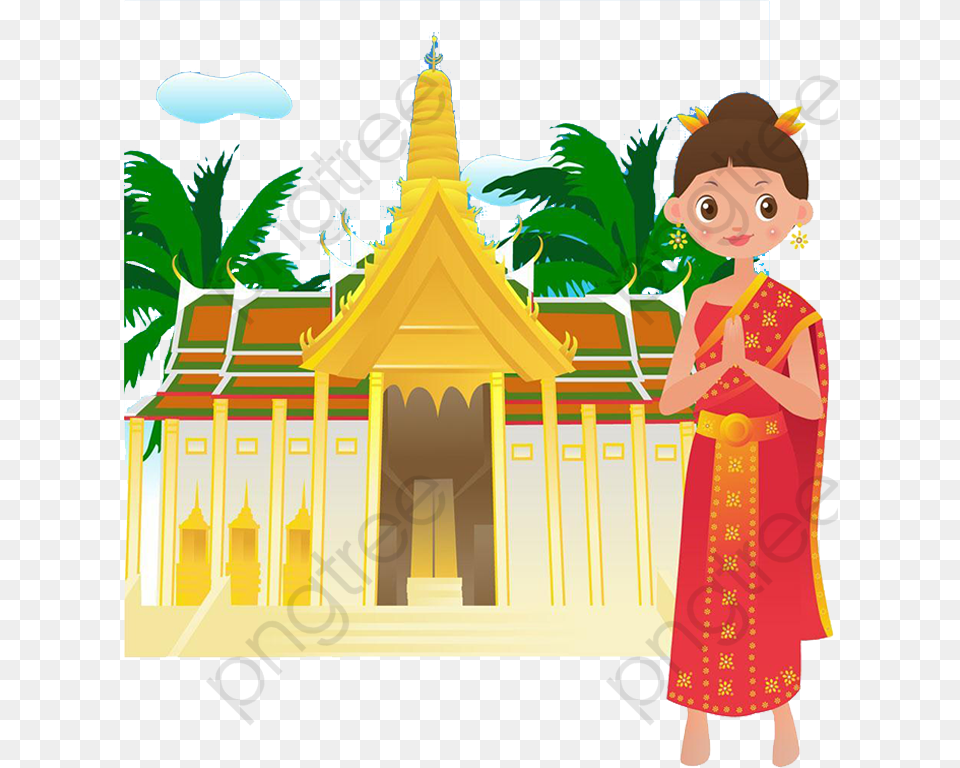 Thai Temple Temple Ancient Temples Clipart Of Indian Women, Person, Face, Head, Architecture Png Image