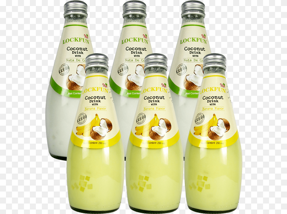 Thailand Lockfun Lek Fen Coconut Water Import Juice Glass Bottle, Alcohol, Beer, Beverage, Lemonade Png Image