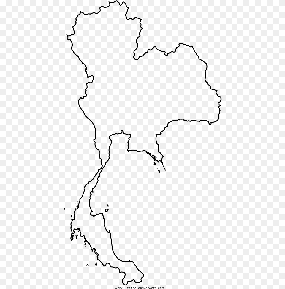 Thailand Map Coloring Page, Gray Free Png Download