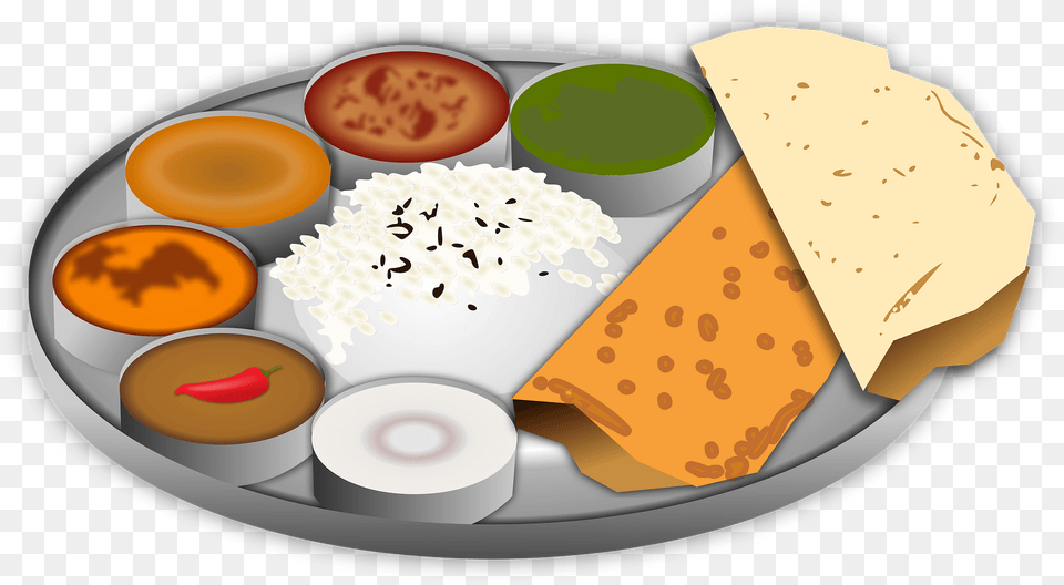 Thali Platter Of Indian Food Clipart, Lunch, Meal, Dish, Food Presentation Free Transparent Png