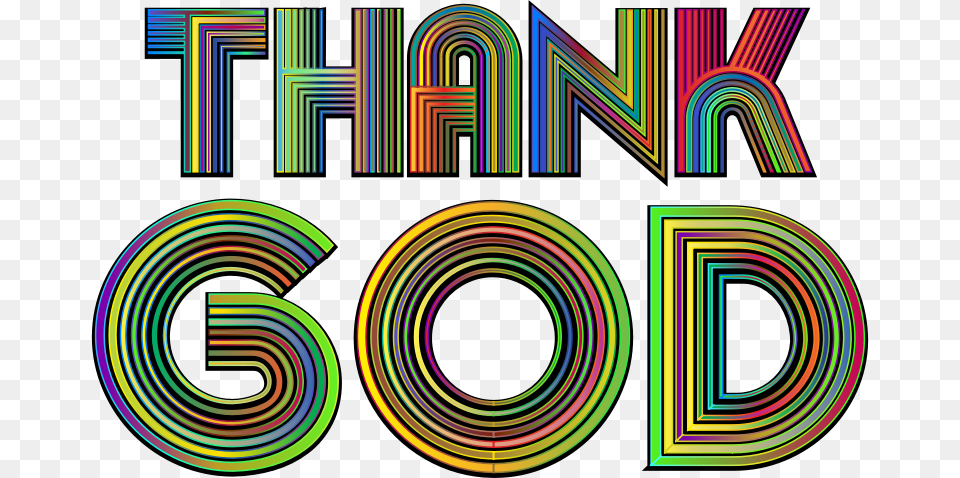 Thank God Typography Polyprismatic Variation Thank God Clip Art, Light, Neon, Disk Free Transparent Png