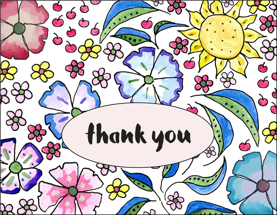 Thank You Card Illustration, Art, Graphics, Floral Design, Pattern Free Png Download