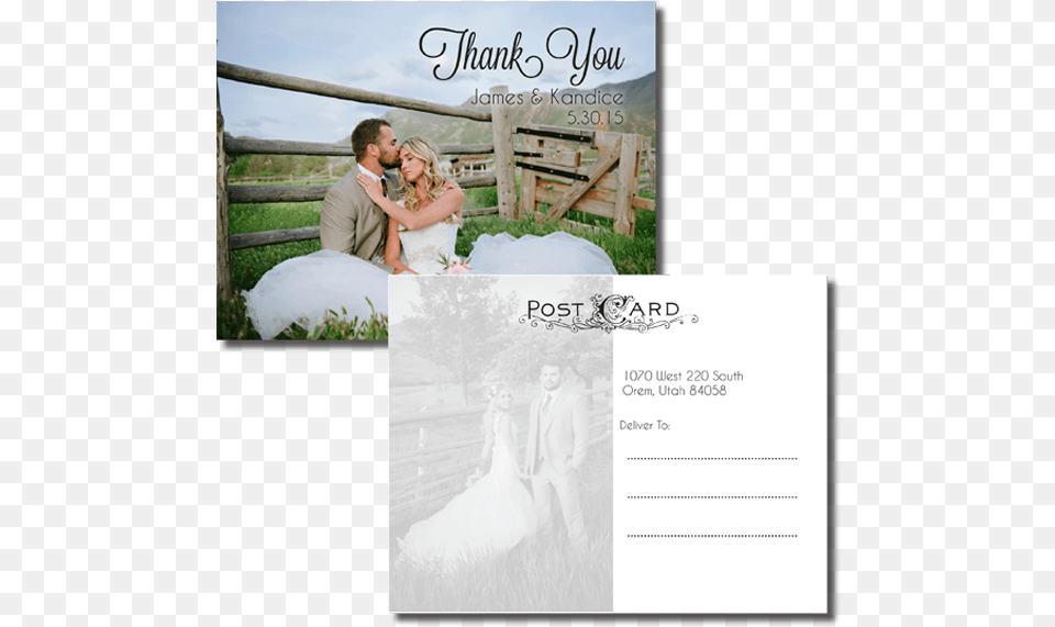 Thank You Card Two Sided Photograph, Gown, Fashion, Formal Wear, Wedding Png