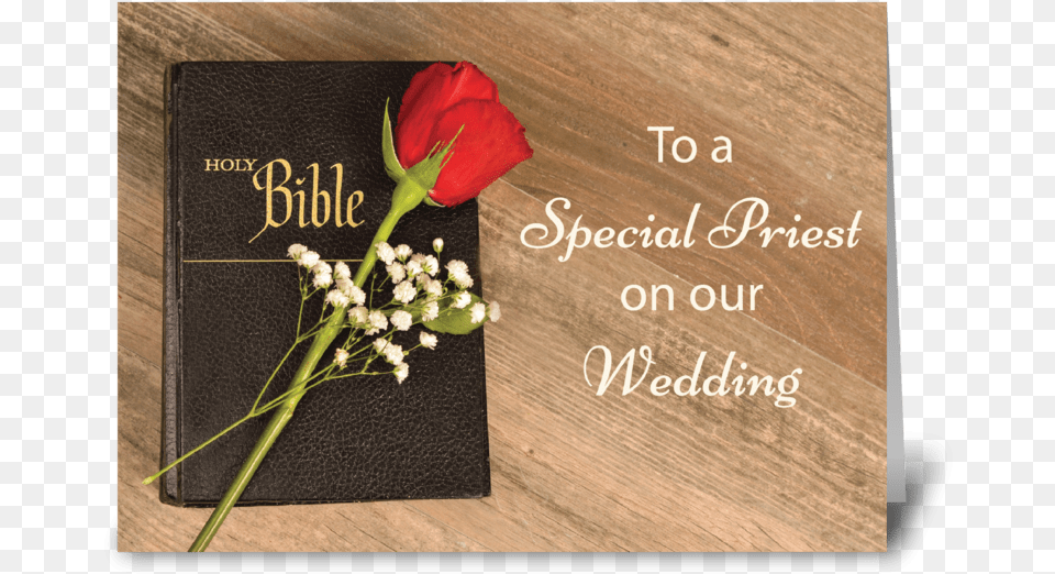 Thank You Catholic Priest For Wedding Greeting Card Bible With Rose, Flower, Plant, Publication, Book Free Transparent Png