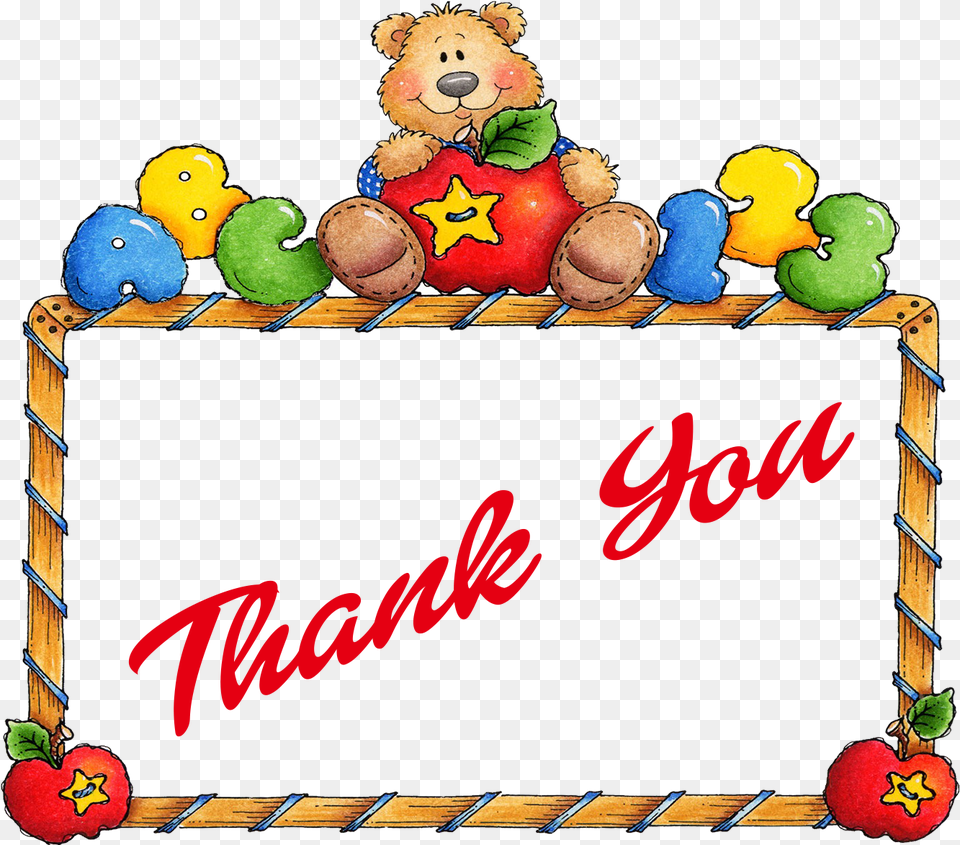 Thank You Clipart Teddy Bear Border Clip Art, Teddy Bear, Toy, Animal, Mammal Png