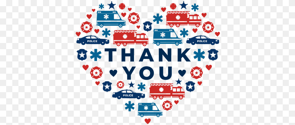 Thank You Public Safety Heart Transparent U0026 Svg Vector Thank You Police Transparent, Machine, Wheel, Pattern, Art Free Png Download