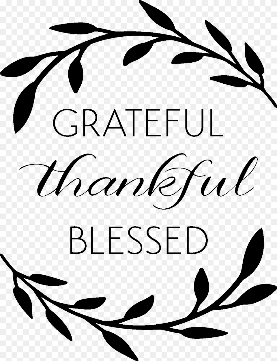Thankful And Blessed Quote, Gray Png