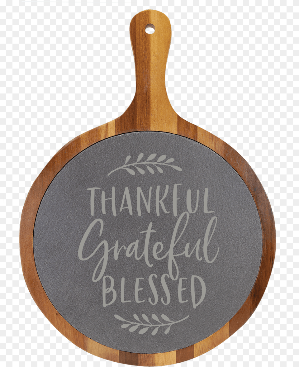 Thankful Grateful Blessed Round Slate Cutting Board Decorative Png Image