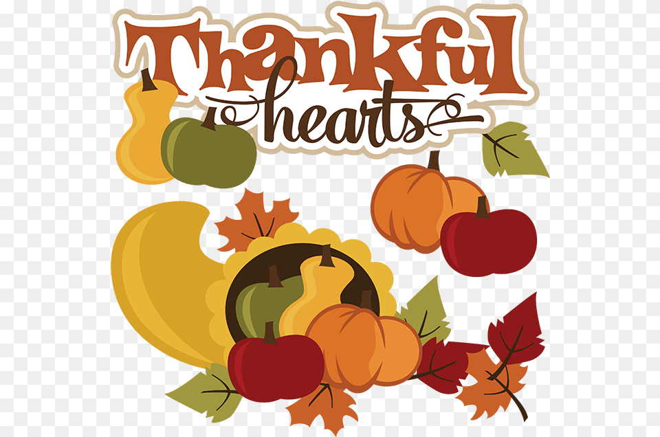 Thankful Hearts Svg Thanksgiving File Cornucopia, Leaf, Plant, Food, Fruit Free Png