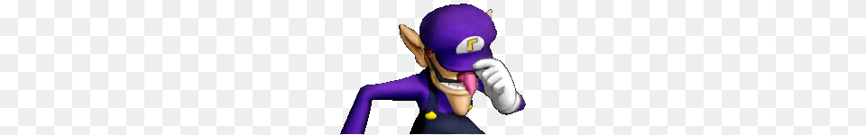 Thanks Gabe Lets Bow Our Heads For Our Boy Waluigi Assist, Purple, Helmet, Baby, Person Png Image