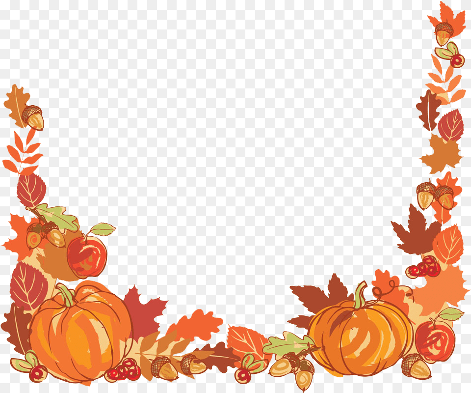 Thanksgiving Autumn Leaf Color Clip Art Thanksgiving Harvest Border, Pumpkin, Produce, Plant, Pattern Free Transparent Png