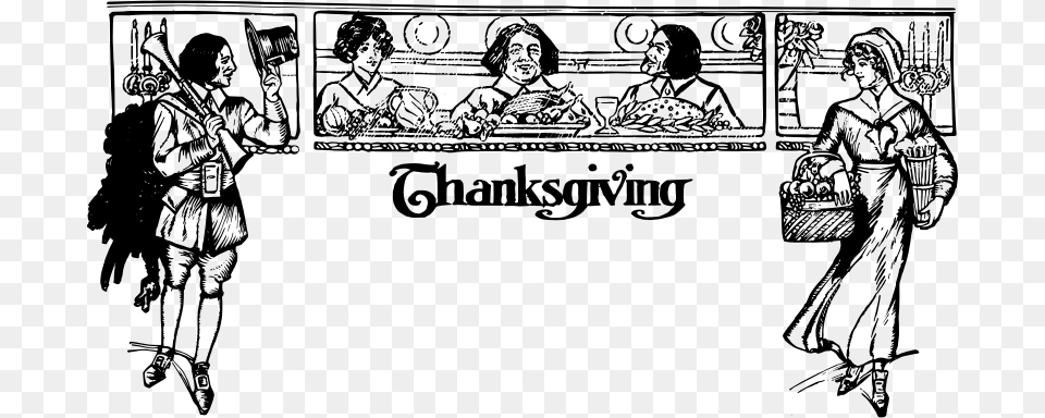 Thanksgiving Banner Cartoon, Gray Png Image