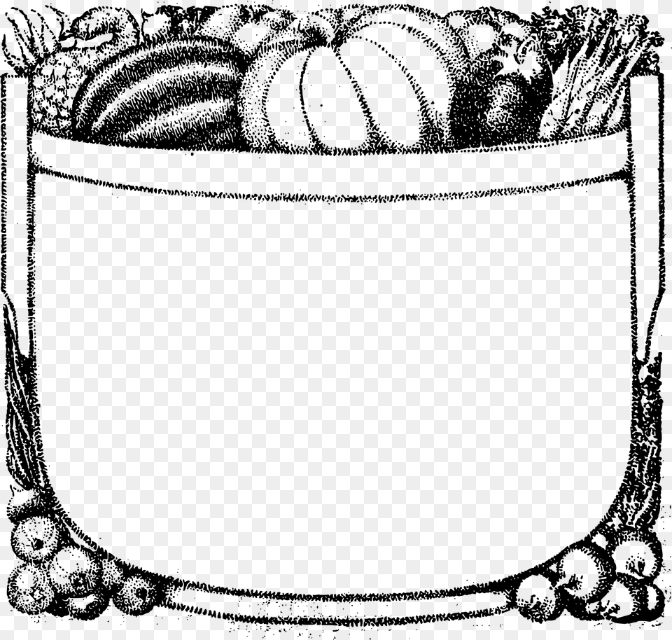 Thanksgiving Borders Clipart Black And White Fruit Frame Clipart Black And White, Gray Free Transparent Png