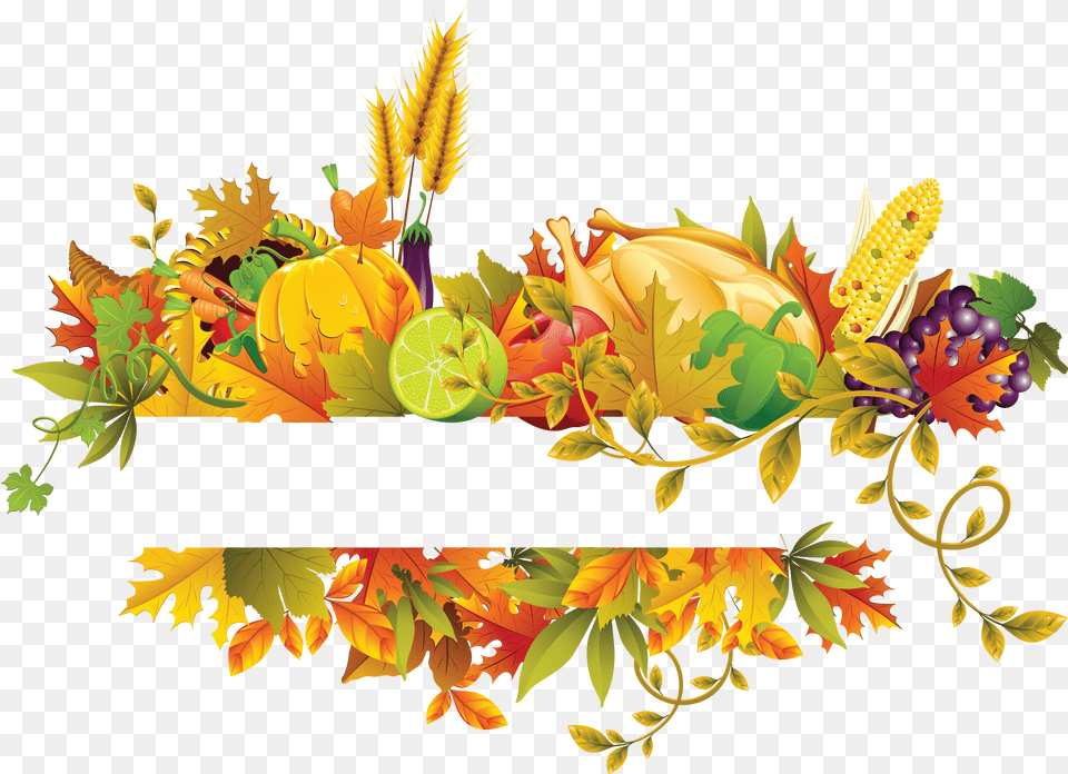 Thanksgiving Clip Art Fall Flowers Fruit Border Border Design Fruit Free Png