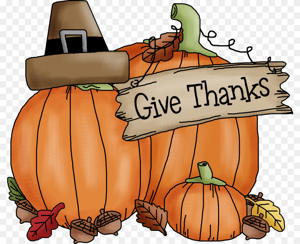 Thanksgiving Clip Art Give Thanks Clip Art, Food, Plant, Produce, Pumpkin Free Png Download