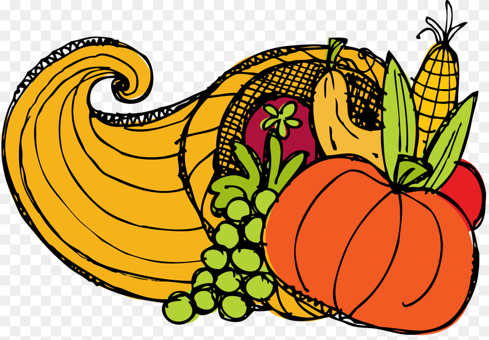 Thanksgiving Cornucopia Drawing, Banana, Food, Fruit, Plant Free Png