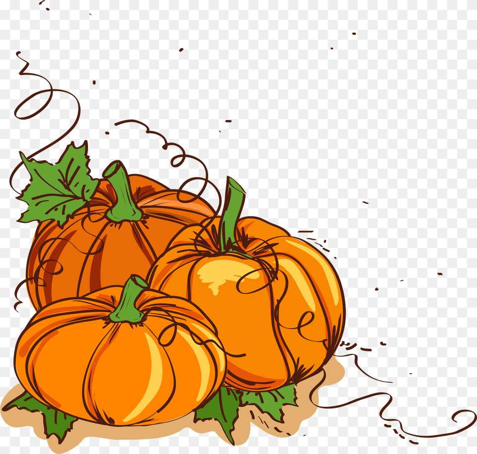 Thanksgiving Dinner Pumpkin Clip Art Pumpkin With Vines Clipart, Food, Plant, Produce, Vegetable Png