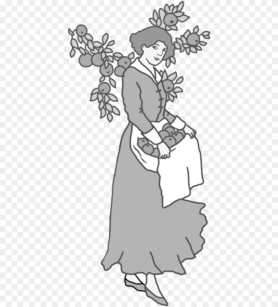 Thanksgiving Drawing Woman With Apples Thanksgiving Clipart Black And White, Adult, Wedding, Person, Female Free Png