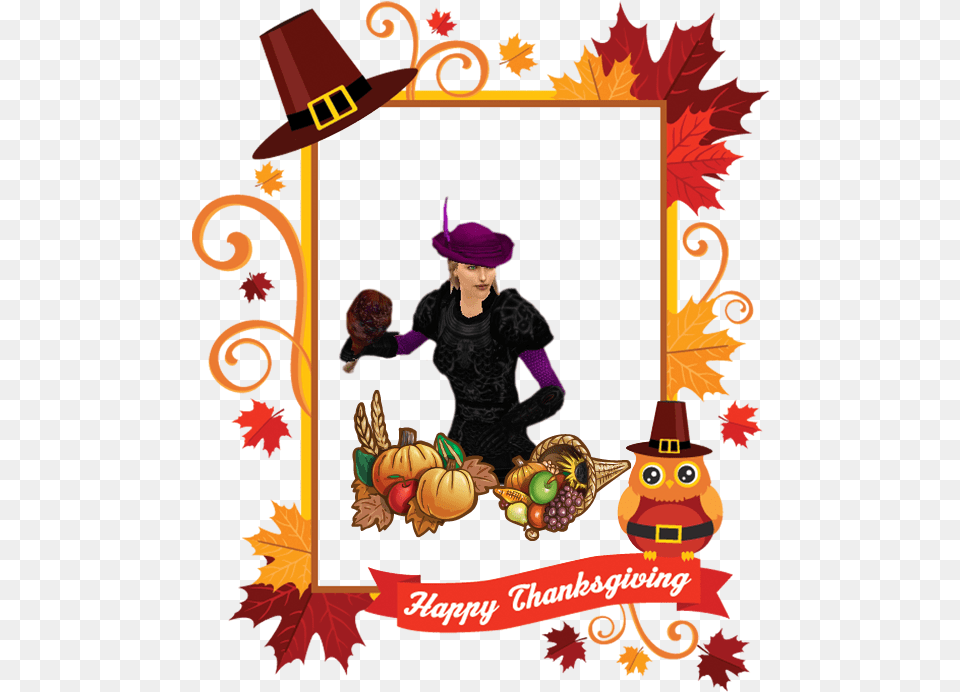 Thanksgiving Frame Clip Art, Adult, Plant, Person, Leaf Free Png