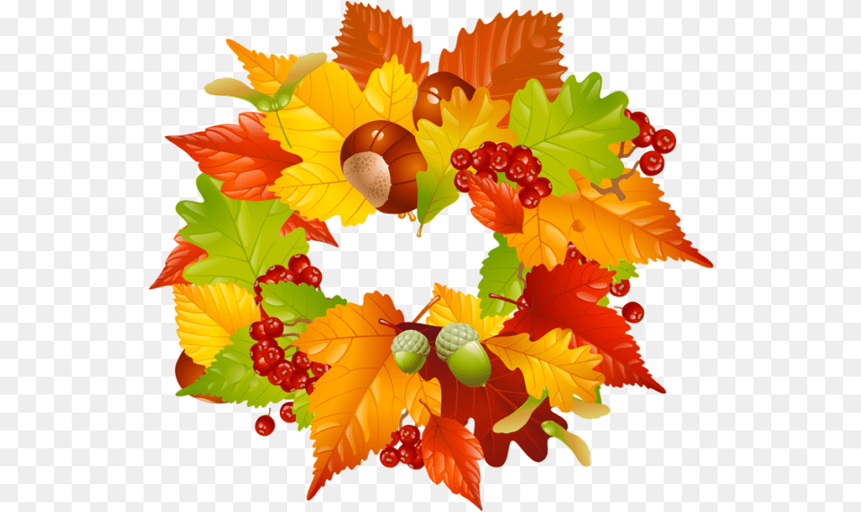 Thanksgiving Leaves And Acorns Clipart Fall Leaf Wreath Clipart, Food, Nut, Plant, Produce Free Png Download