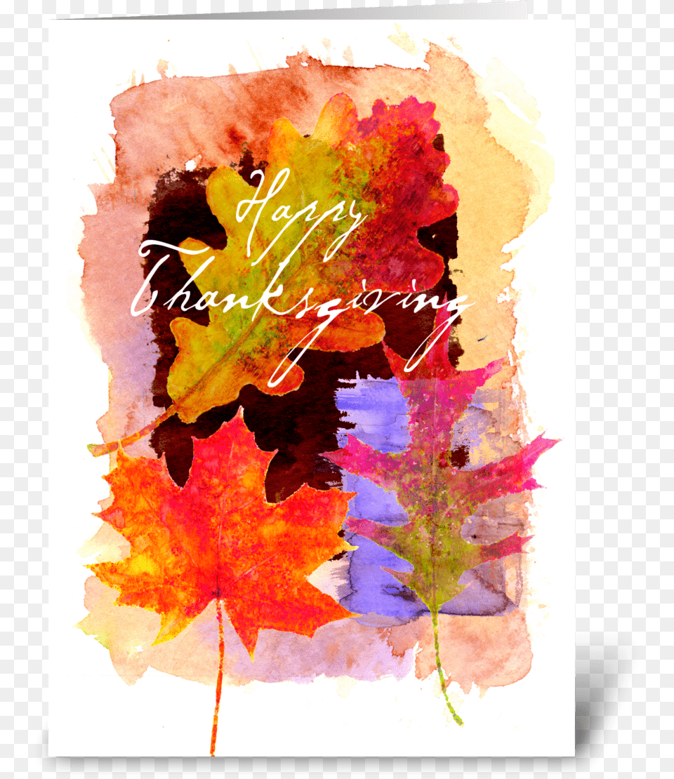 Thanksgiving Love Greeting Card Watercolor Paint, Leaf, Plant, Tree, Maple Png Image