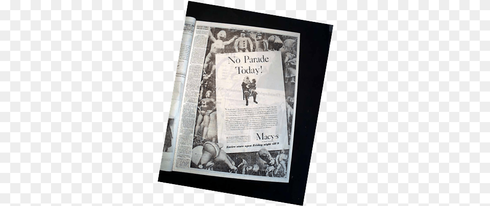 Thanksgiving New York 1942 44 Macyu0027s Cancels Its Newsprint, Text, Newspaper, Adult, Advertisement Free Png