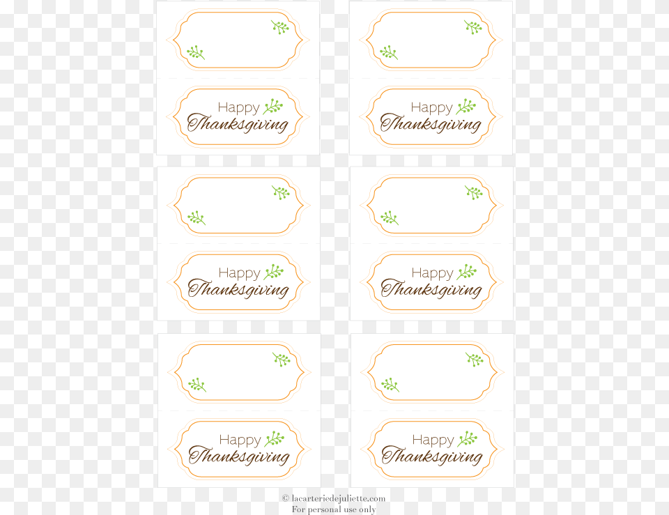 Thanksgiving Printable Place Cards Made By La, Text, Page Free Png Download