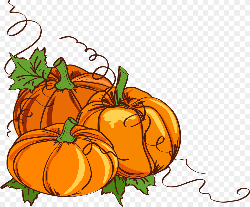 Thanksgiving Pumpkin Clipart At Getdrawings Pumpkin With Vines Clipart, Food, Plant, Produce, Vegetable Png Image