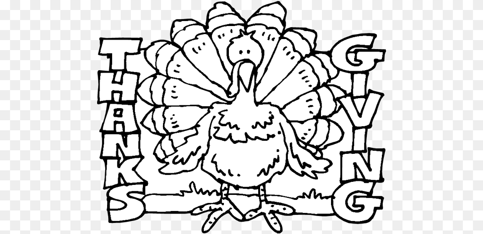 Thanksgiving Turkey Coloring Pages Transparent Thanksgiving Black And White Clipart, Animal, Beak, Bird, Face Free Png