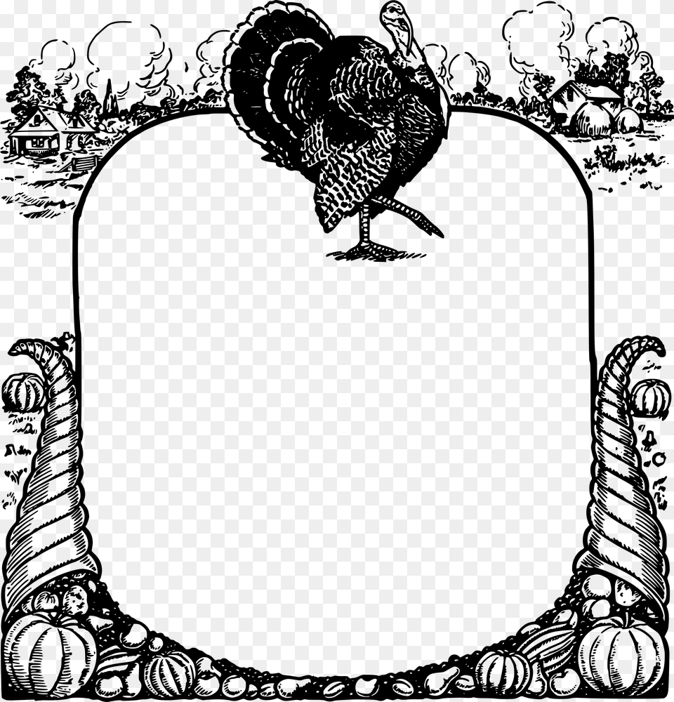 Thanksgiving Turkey Frame Icons, Gray Png