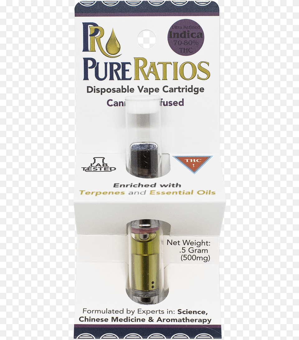Thc Indica Ultra Refined Vape Cartridge Indica Thc Cartridge, Ammunition, Weapon, Bottle Png Image