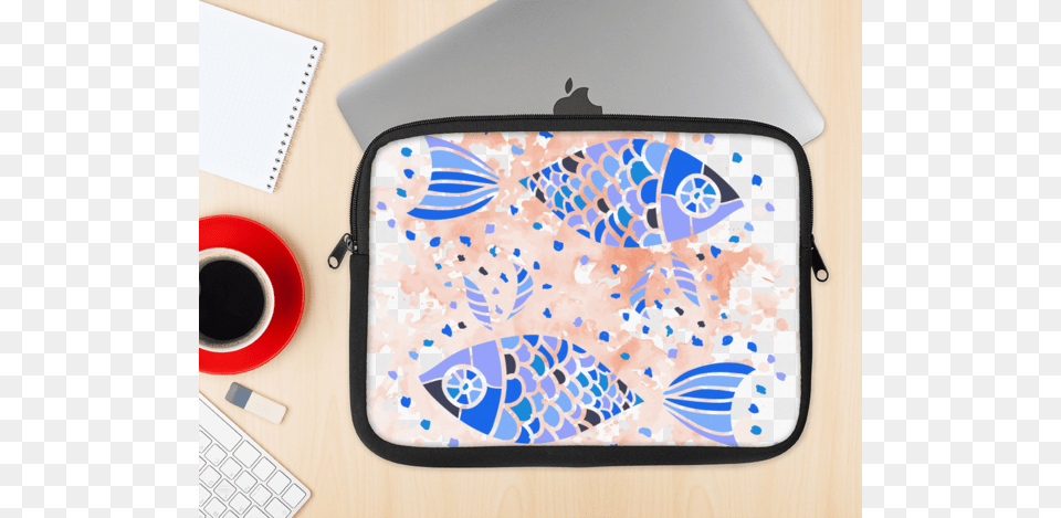 The Abstract White And Blue Fish Fossil Ink Fuzed Neoprene Pisces, Accessories, Bag, Handbag, Art Png