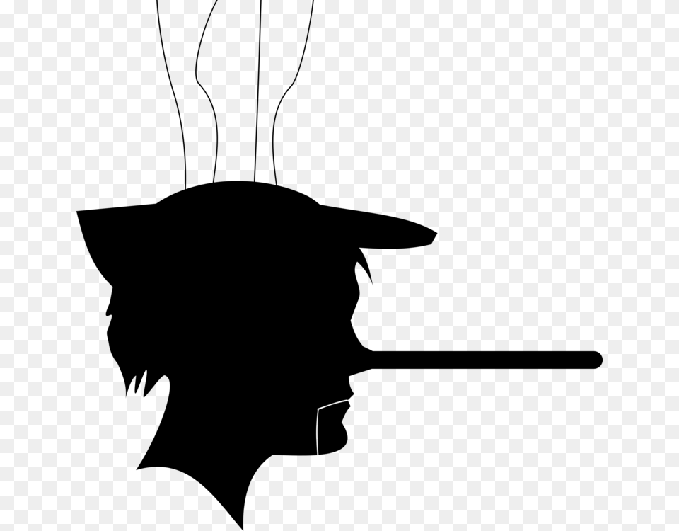 The Adventures Of Pinocchio Gosi Geppetto Nose Silhouette Free, Gray Png Image