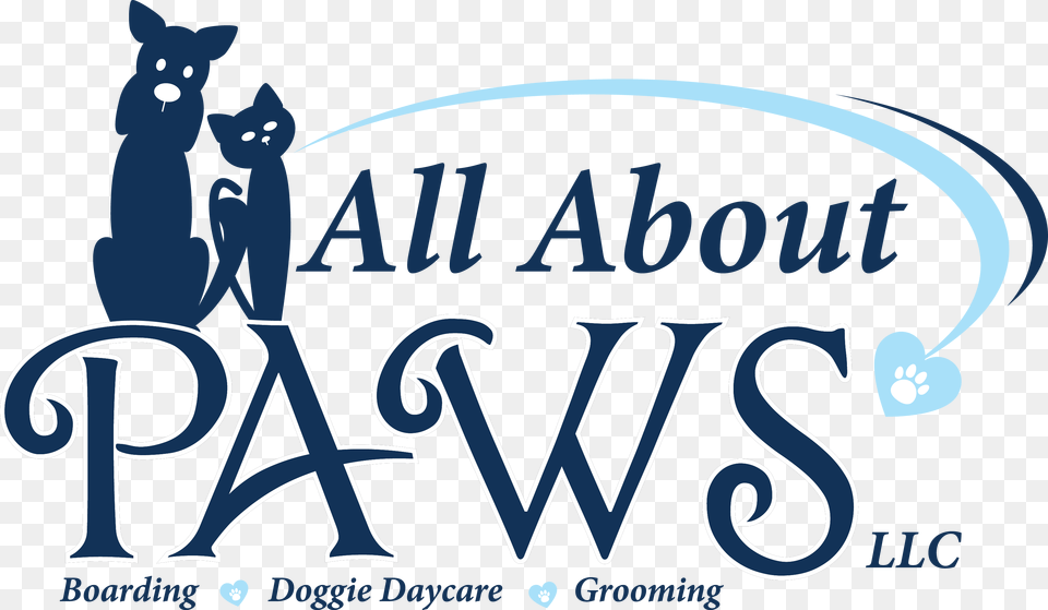 The All About Paws Logo In Navy Blue With A Light Blue Poster, Animal, Cat, Mammal, Pet Free Png