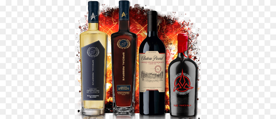 The Alpha Quadrant 4 Pack Star Trek Wines Star Trek Wine Collection, Alcohol, Beverage, Bottle, Liquor Png Image