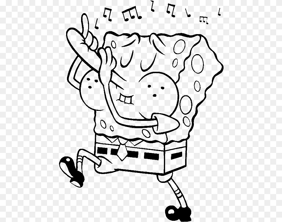 The Always Cheerful Spongebob Coloring Pages Spongebob Spongebob Music Coloring Pages, Furniture, Person, Bed Free Png Download