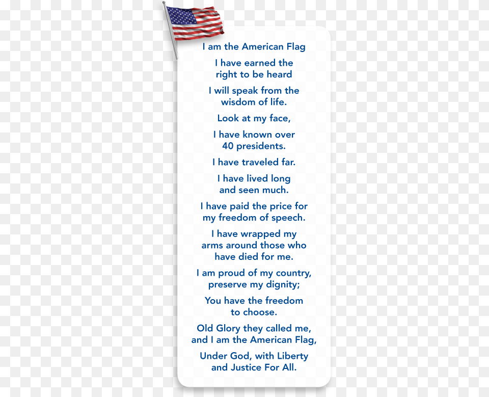The American Flag Old Glory The Stars And Strips Flag Poem, American Flag, Page, Text Free Png