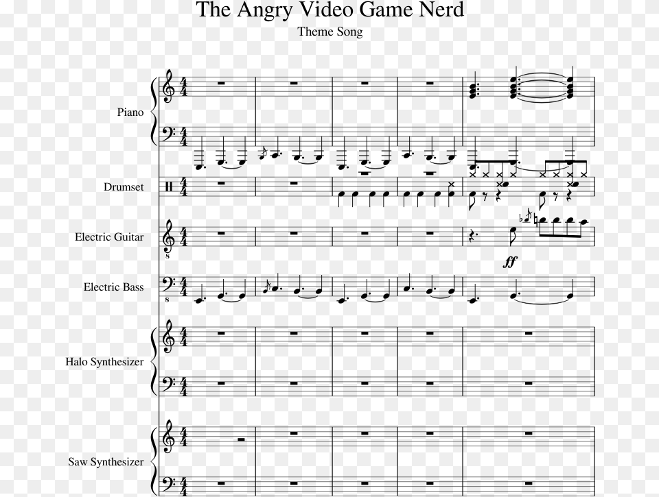 The Angry Video Game Nerd Sheet Music 1 Of 6 Pages Battle Against A True Hero Alto Sax, Gray Free Png Download