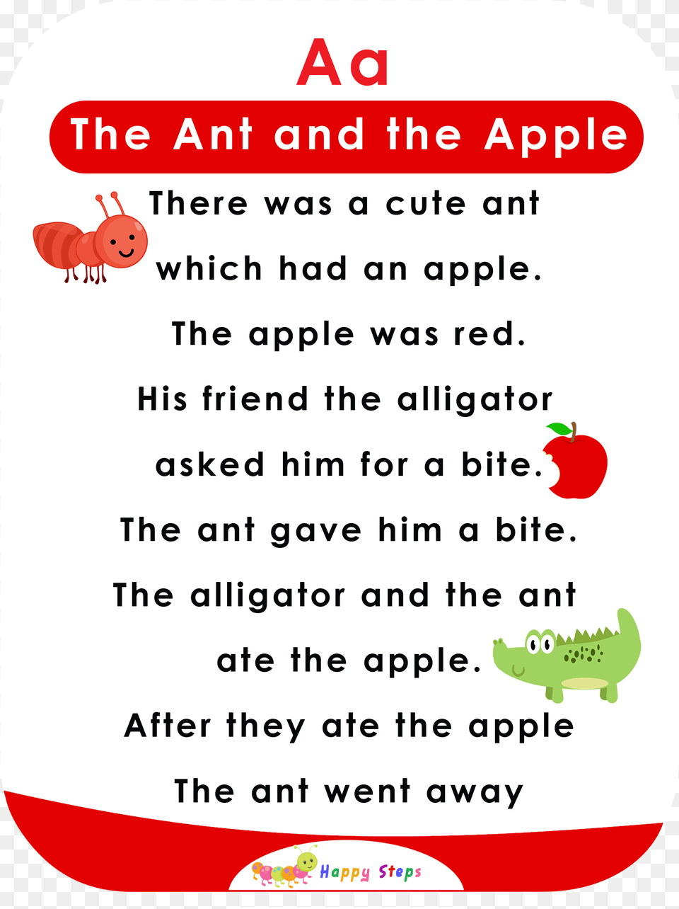 The Ant And The Apple Alphabet Story With Moral, Text, Animal, Reptile, Sea Life Png Image