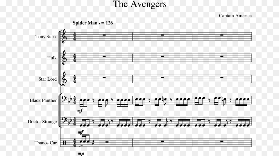 The Avengers Sheet Music For Trumpet Trombone Percussion The Avengers, Gray Free Transparent Png