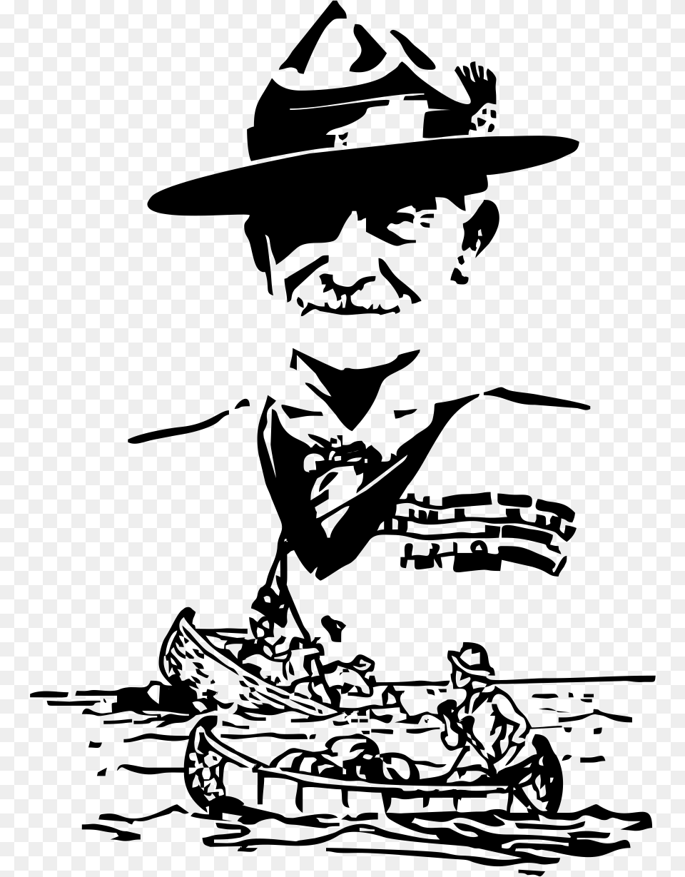 The Baden Powell Scout Program Allows Baden Powell Line Art, Stencil, Clothing, Hat, Person Free Png Download