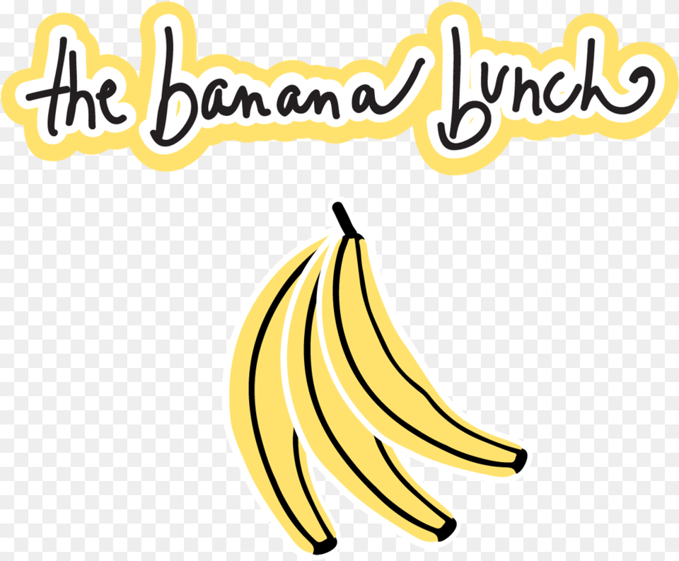 The Banana Bunch Logo White 01 Banana, Food, Fruit, Plant, Produce Png Image